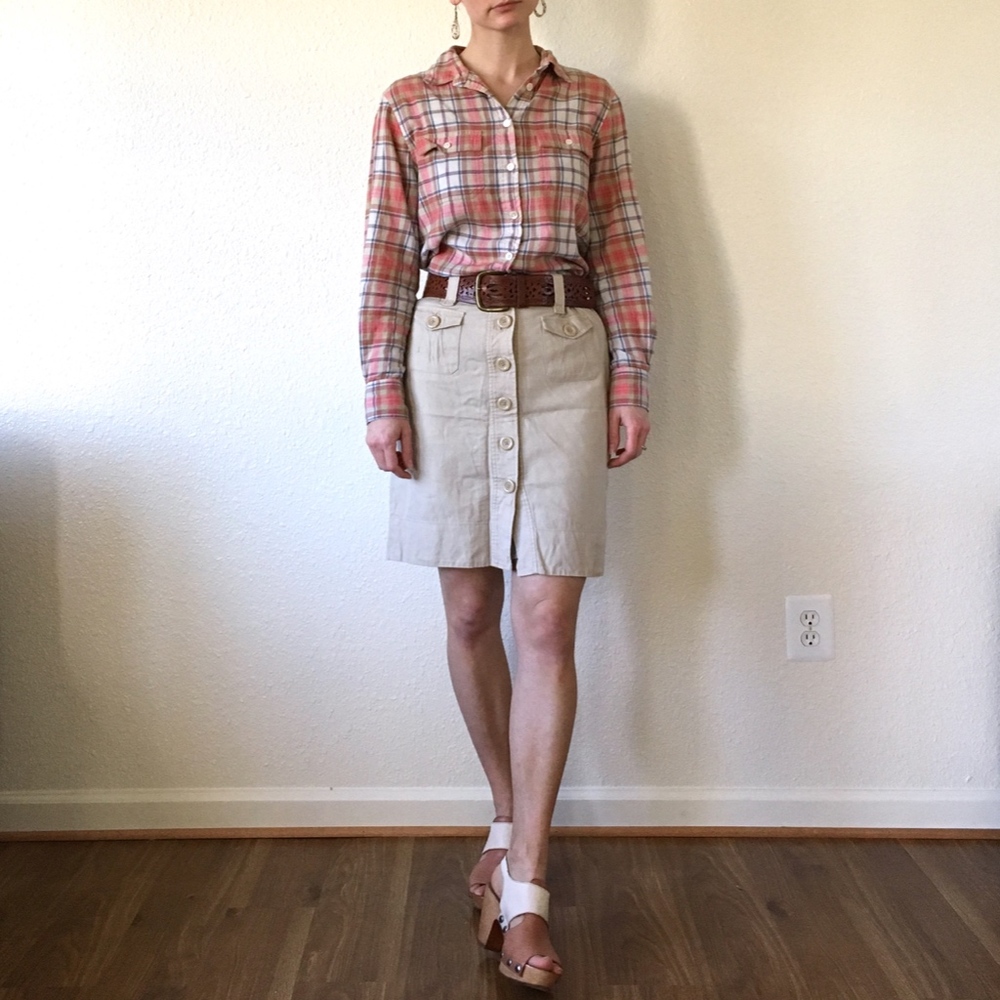 Banana Republic Linen Cotton Blend Tan Skirt